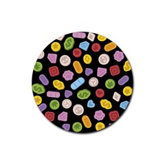 Ecstasy Pills Pattern Rubber Coaster (round)