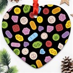 Ecstasy pills pattern Heart Ornament (Two Sides) Front