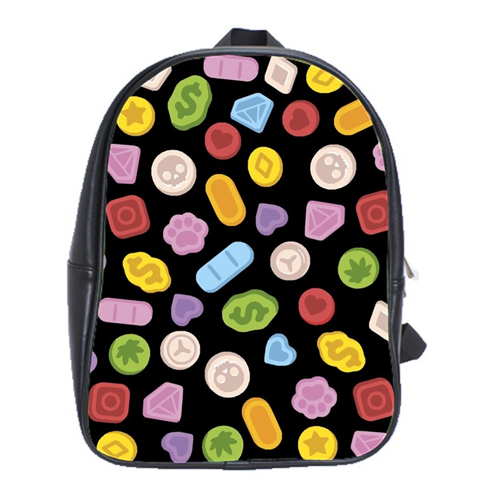 Ecstasy pills pattern School Bag (Large)