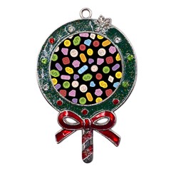 Ecstasy Pills Pattern Metal X mas Lollipop With Crystal Ornament