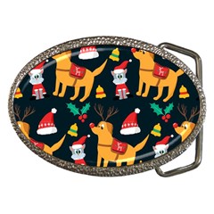 Funny Christmas Pattern Background Belt Buckles