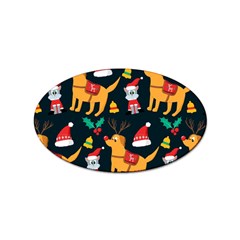 Funny Christmas Pattern Background Sticker (oval)