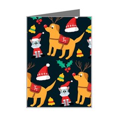 Funny Christmas Pattern Background Mini Greeting Card