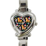 Funny Christmas Pattern Background Heart Italian Charm Watch Front