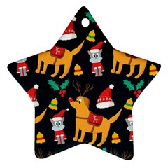 Funny Christmas Pattern Background Star Ornament (two Sides)