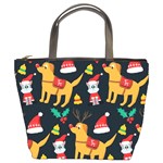 Funny Christmas Pattern Background Bucket Bag Front