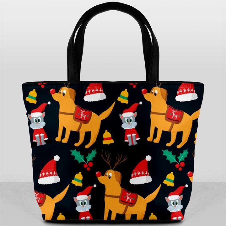 Funny Christmas Pattern Background Bucket Bag