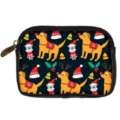 Funny Christmas Pattern Background Digital Camera Leather Case