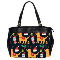 Funny Christmas Pattern Background Oversize Office Handbag (2 Sides)