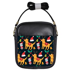 Funny Christmas Pattern Background Girls Sling Bag