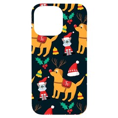 Funny Christmas Pattern Background Iphone 14 Pro Max Black Uv Print Case