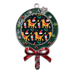 Funny Christmas Pattern Background Metal X mas Lollipop With Crystal Ornament