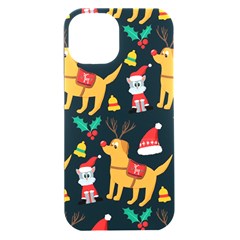 Funny Christmas Pattern Background Iphone 15 Plus Black Uv Print Pc Hardshell Case