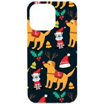 Funny Christmas Pattern Background iPhone 15 Pro Max Black UV Print PC Hardshell Case Front