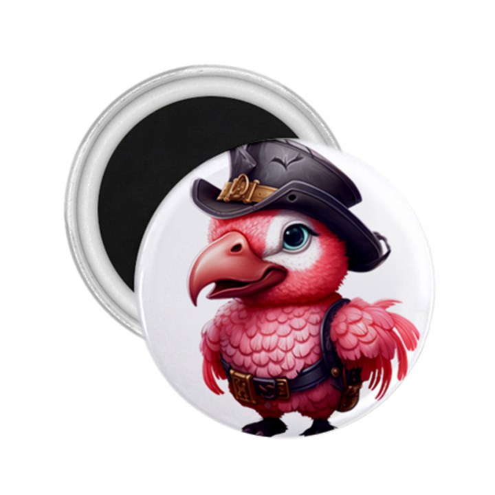 Kawaii Pink Parrot Pirate 2.25  Magnets