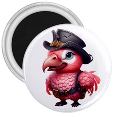 Kawaii Pink Parrot Pirate 3  Magnets by KawaiiArtStyle