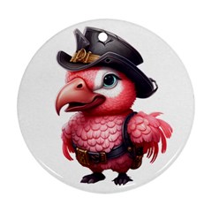 Kawaii Pink Parrot Pirate Ornament (round)