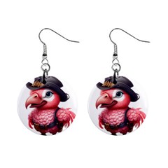 Kawaii Pink Parrot Pirate Mini Button Earrings