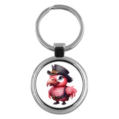 Kawaii Pink Parrot Pirate Key Chain (round) by KawaiiArtStyle