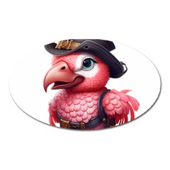 Kawaii Pink Parrot Pirate Oval Magnet