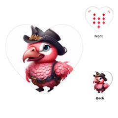 Kawaii Pink Parrot Pirate Playing Cards Single Design (heart)