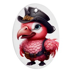 Kawaii Pink Parrot Pirate Oval Ornament (two Sides)