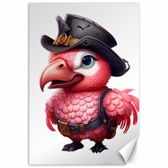 Kawaii Pink Parrot Pirate Canvas 12  X 18 