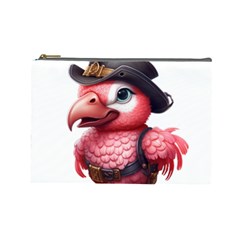 Kawaii Pink Parrot Pirate Cosmetic Bag (large) by KawaiiArtStyle