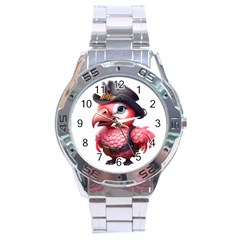 Kawaii Pink Parrot Pirate Stainless Steel Analogue Watch