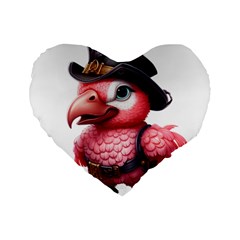 Kawaii Pink Parrot Pirate Standard 16  Premium Heart Shape Cushions