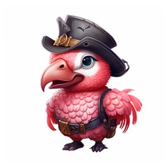 Kawaii Pink Parrot Pirate Wooden Puzzle Square