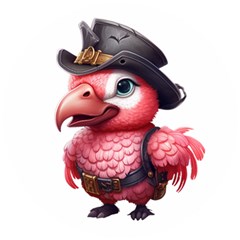 Kawaii Pink Parrot Pirate Wooden Puzzle Round