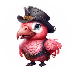 Kawaii Pink Parrot Pirate Wooden Bottle Opener (round) by KawaiiArtStyle