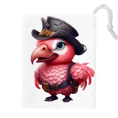 Kawaii Pink Parrot Pirate Drawstring Pouch (4xl)