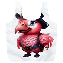 Kawaii Pink Parrot Pirate Full Print Recycle Bag (xxl)