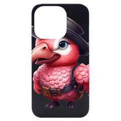 Kawaii Pink Parrot Pirate Iphone 14 Pro Black Uv Print Case by KawaiiArtStyle