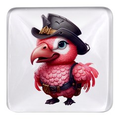 Kawaii Pink Parrot Pirate Square Glass Fridge Magnet (4 Pack) by KawaiiArtStyle