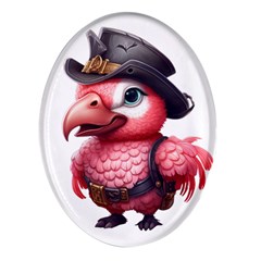 Kawaii Pink Parrot Pirate Oval Glass Fridge Magnet (4 Pack) by KawaiiArtStyle