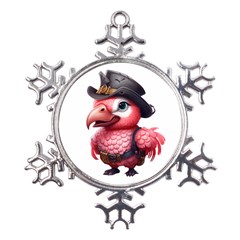 Kawaii Pink Parrot Pirate Metal Large Snowflake Ornament by KawaiiArtStyle