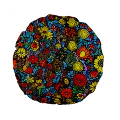 Mid Century Retro Floral 1970s 1960s Pattern 56 Standard 15  Premium Round Cushions