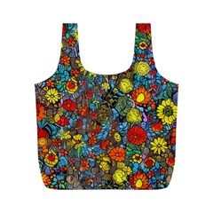 Mid Century Retro Floral 1970s 1960s Pattern 56 Full Print Recycle Bag (m)