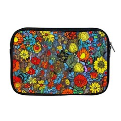 Mid Century Retro Floral 1970s 1960s Pattern 56 Apple Macbook Pro 17  Zipper Case