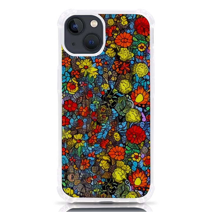 Mid Century Retro Floral 1970s 1960s Pattern 56 iPhone 13 TPU UV Print Case