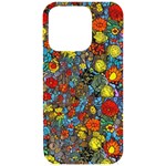 Mid Century Retro Floral 1970s 1960s Pattern 56 iPhone 15 Pro Black UV Print PC Hardshell Case Front