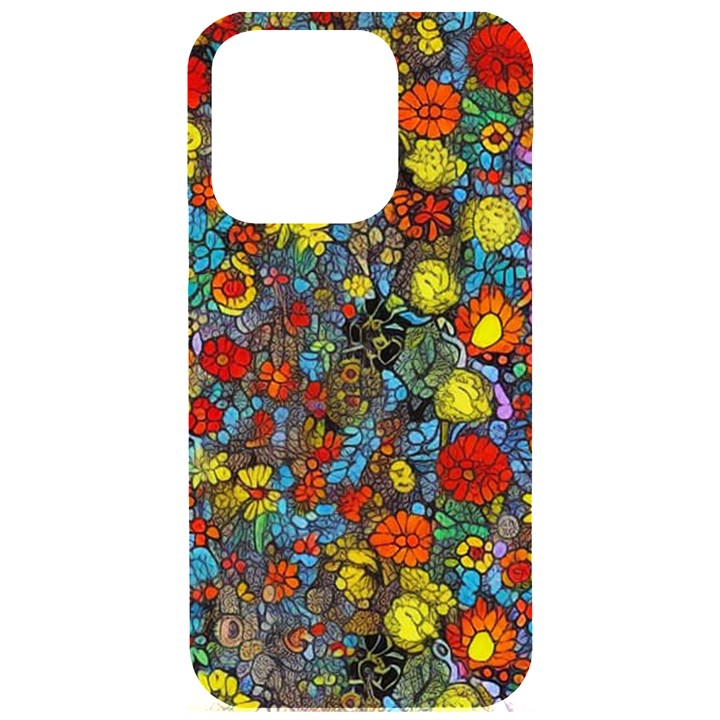 Mid Century Retro Floral 1970s 1960s Pattern 56 iPhone 15 Pro Black UV Print PC Hardshell Case