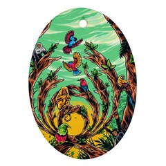 Monkey Tiger Bird Parrot Forest Jungle Style Ornament (oval)