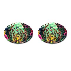 Monkey Tiger Bird Parrot Forest Jungle Style Cufflinks (oval)