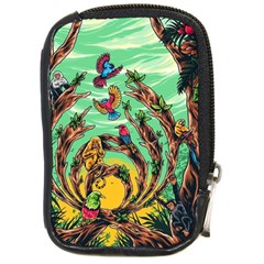 Monkey Tiger Bird Parrot Forest Jungle Style Compact Camera Leather Case