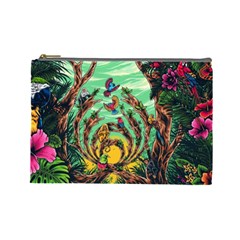 Monkey Tiger Bird Parrot Forest Jungle Style Cosmetic Bag (large)