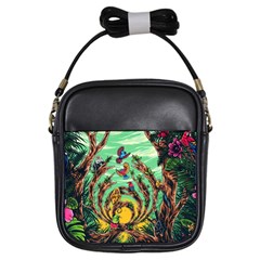 Monkey Tiger Bird Parrot Forest Jungle Style Girls Sling Bag